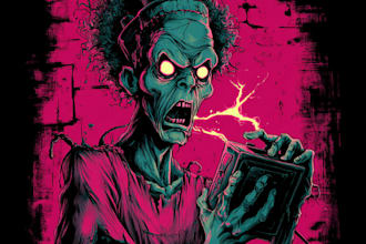 do amazing retro horror cartoon illustration for your design