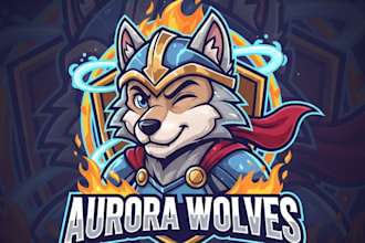 do a unique wolf mascot logo with t shirt design