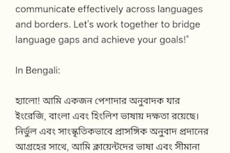 good at english to bengali  translation expert