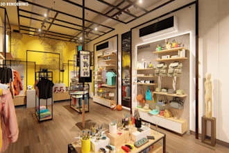 design and 3d render retail store, shop or commercial interior