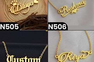 sell 200 vector name necklace design templates with jpg catalog and fonts