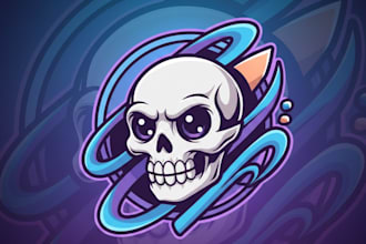 do a unique skull mascot logo, with t shirt design