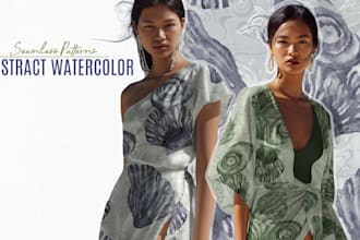 create modern abstract watercolor seamless patterns