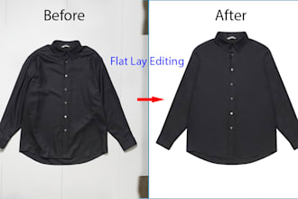 do high end flat lay image editing and clothing retouching