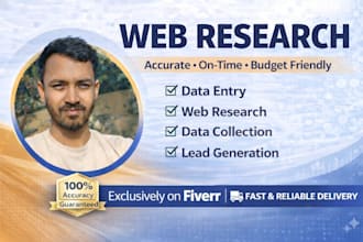 do web research,data collection,lead generation,email list
