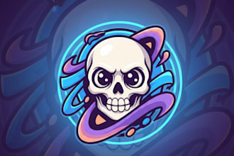 do a unique skull mascot logo with t shirt design