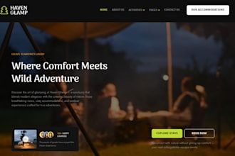 build wix glamping website wix luxury camping wix airbnb resort cabins website