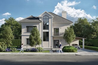remodel luxury small house, architecture building plan, commercial hotel render