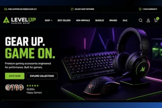 design gaming accessories shopify store video game website game gadgets store