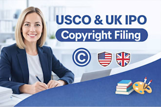 register US UK copyright filing for books music artwork creative work pen name