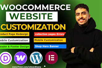redesign or fix elementor,divi page builder, woocommerce shop page error fixing