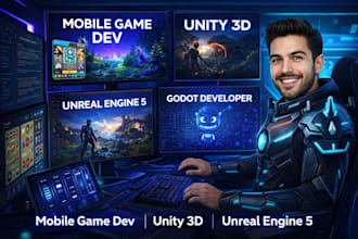 do mobile game dev, unity 3d game, godot, unreal engine and game prototype