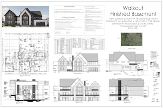 draw architectural floor plans, elevation, section, roof, site plans in autocad