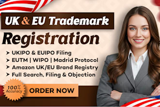 provide trademark registration UK and ukipo euipo eutm filing services