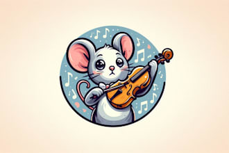 create melancholy mouse violinist mascot logo design for any of your business