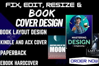 fix edit resize design book cover paperback ebook hardcover kindle acx cover