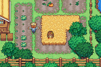 design top down pixel tilesets, tilemaps for farming sims and indie game