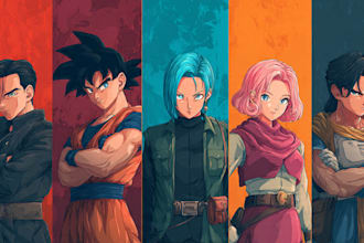 draw you in dragon ball anime manga style , pro