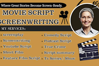 movie script screenwriting screenplay feature film script and tv series