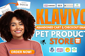 create klaviyo abandoned cart and checkout email marketing for pet product store