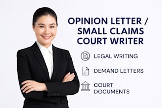 write a professional opinion letter or small claims court letter and filing pack