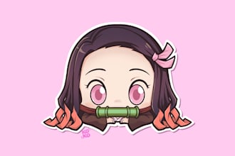 make cute chibi head anime or vtuber
