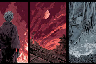 draw colored and bw manga page for you