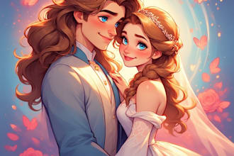 illustrate your couple portrait with love and detail