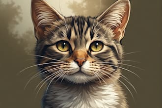 draw pet portrait, dog portrait, cat portrait oil painting