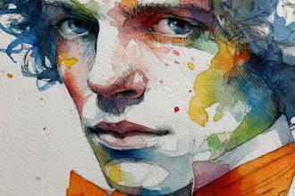draw watercolor portrait painting