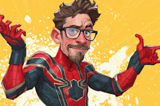 design premium superhero caricature character