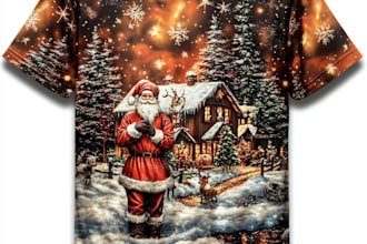 do a ugly christmas sweater style t shirt artwork