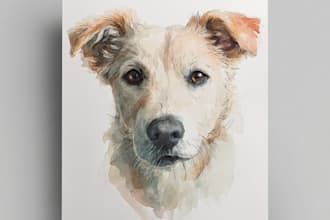draw watercolor pet portrait
