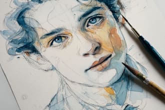draw watercolor portrait illustration