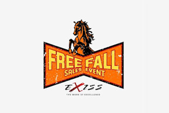 design a youthful logo with aggressive free fall sales event