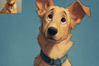 draw your cute pet into disney cartoon portrait style