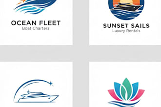 create creative boat, yacht and sea logo