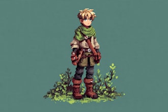 draw detailed pixel art character