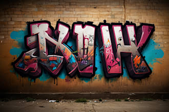 manually design graffiti street art canvas