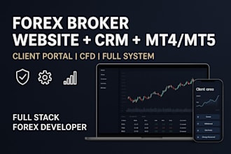 build forex trading broker website with crm cfd mt4 5 integration, client portal