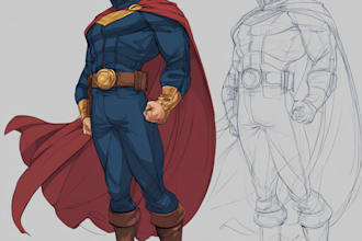 draw  superhero or villain character design