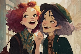 do your portrait in a watercolor and friendship portrait