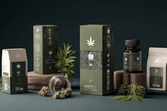 design supplement or hemp product packaging box and label