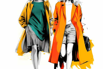 draw a watercolor style fashion portrait or custom art