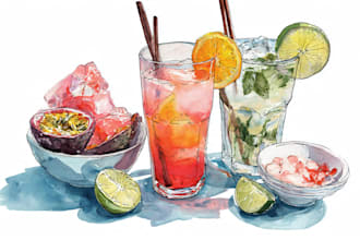 paint watercolor food and drink illustration