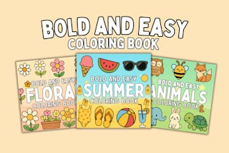design bold and easy coloring pages for kids and adults