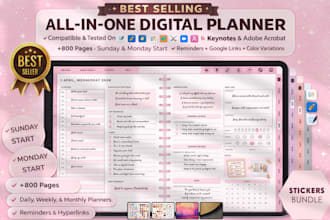 etsy digital planner, etsy hyperlinked planner, journal design, ebook
