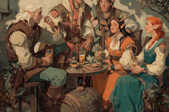 make a dnd character and dnd party character, game art