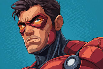 do comic superhero character logo and friendship portrait