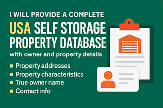 provide complete self storage property database with owner and property details